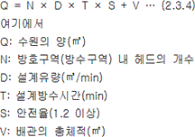 미분무소화설비 2.3.4 표